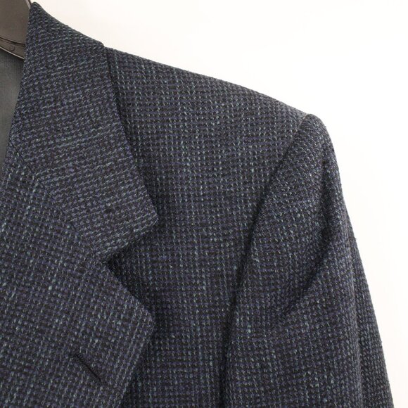 Vintage lanvin paris sport coat men's 40 hopsack notch lapel blue green jacket - Picture 3 of 15